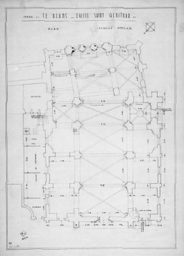 Plan de l'église au 1/100e, en 1959.