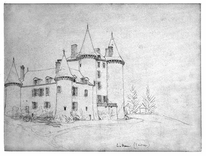 Le château vu du nord. Dessin de Victor Ruprich-Robert, vers 1850.
