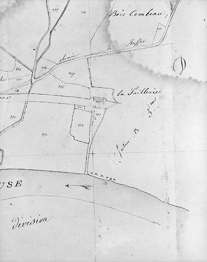 Plan en 1818 d'après le premier cadastre au 1/5000e, section b4.