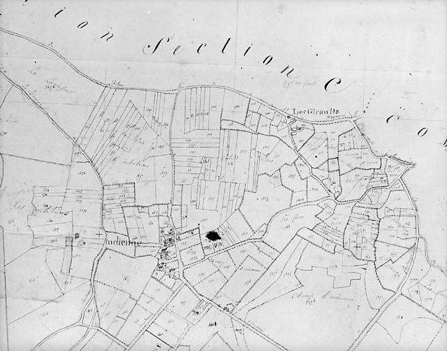 Plan en 1818 d'après le premier cadastre au 1/2500e, section C3.