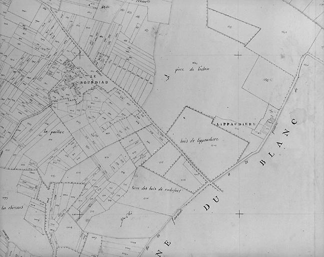 Plan en 1843 d'après le cadastre au 1/2500e, section C3.