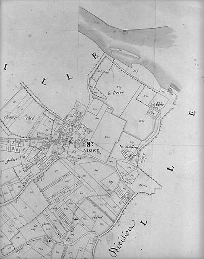 Plan d'après le premier cadastre, daté du 10 décembre 1843, section A3 au 1/2500e.