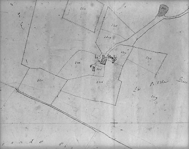 Plan en 1843 d'après le cadastre au 1/2500e, section A3.