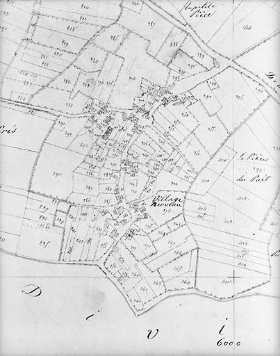 Plan en 1817 d'après cadastre au 1/2500e, section A2.