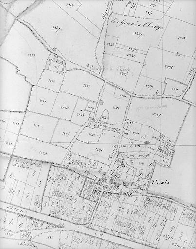 Plan de 1817 d'après le cadastre au 1/2500e, section A7.
