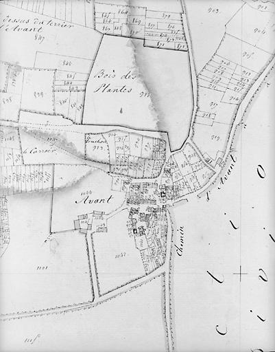 Plan en 1817 d'après le cadastre au 1/2500e, section C2.