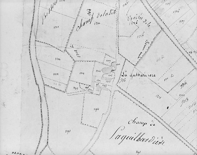 Plan en 1817 d'après le cadastre au 1/2500e, section I4.