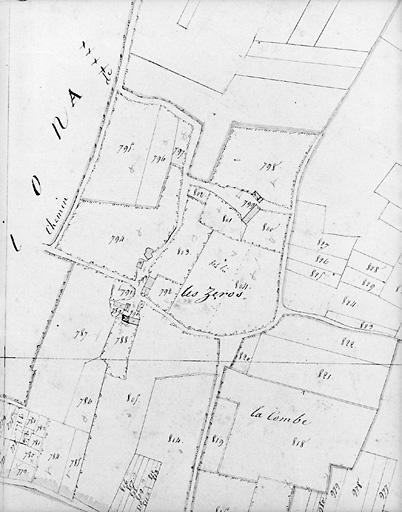 Plan de 1817 d'après le cadastre au 1/2500e, section A5.