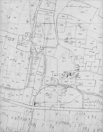Plan en 1817 d'après cadastre au 1/2500e, section A5.