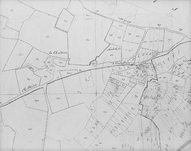 Plan en 1817 d'aaprès cadastre au 1/2500e, section D3.