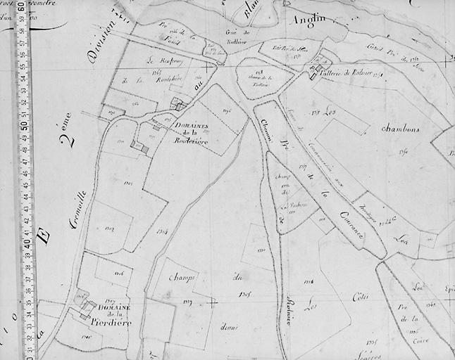Plan en 1813 d'après cadastre au 1/2500e, section E3.