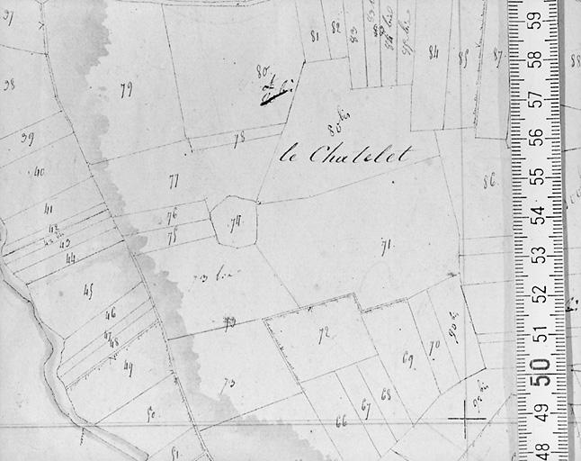 Plan d'après cadastre de 1813 au 1/2500e, section G1.