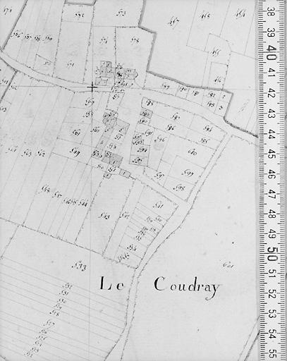 Plan de situation d'après cadastre de 1813 au 1/1250e, section C2.