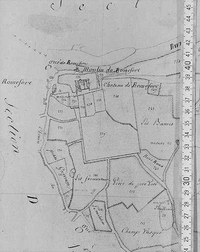 Plan en 1818 d'après le premier cadastre de Ciron au 1/5000, section C1.