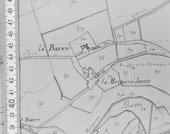 Plan en 1818 d'après le premier cadastre au 1/5000e, sectionC3.