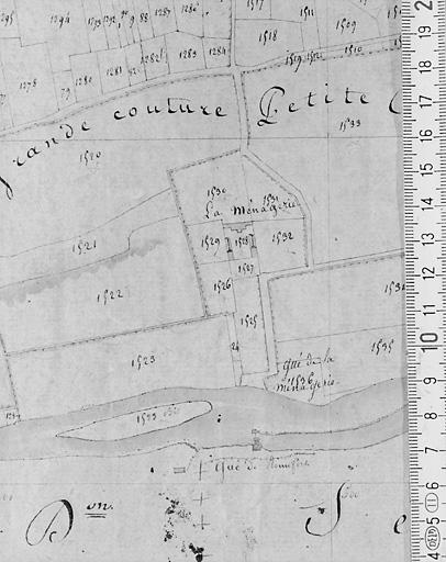 Plan de la ferme en 1818 d'après le premier cadatre au 1/5000e, section A6.
