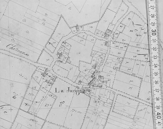 Plan d'après le premier cadastre, daté du 26 octobre 1817, section B2 au 1/2500e.