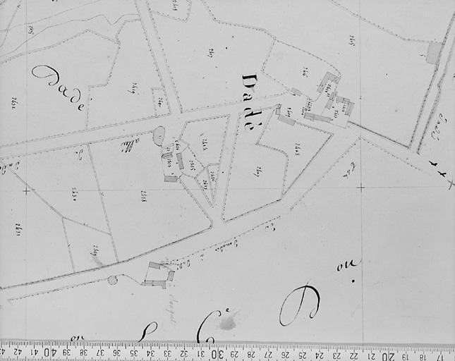 Plan d'après le premier cadastre, daté du 26 octobre 1817, section E7 au 1/2500e.