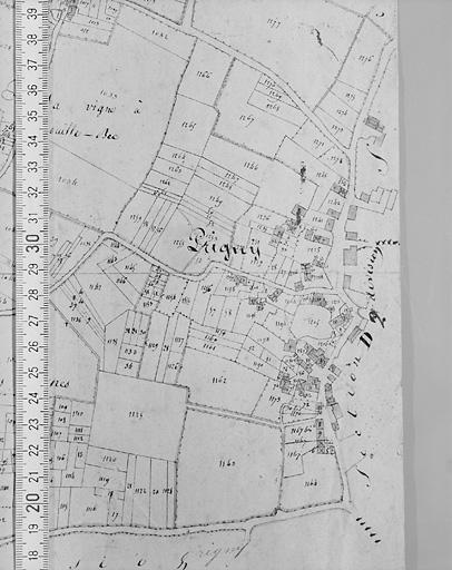 Plan en 1813 d'après le premier cadastre au 1/2500e, section C2.
