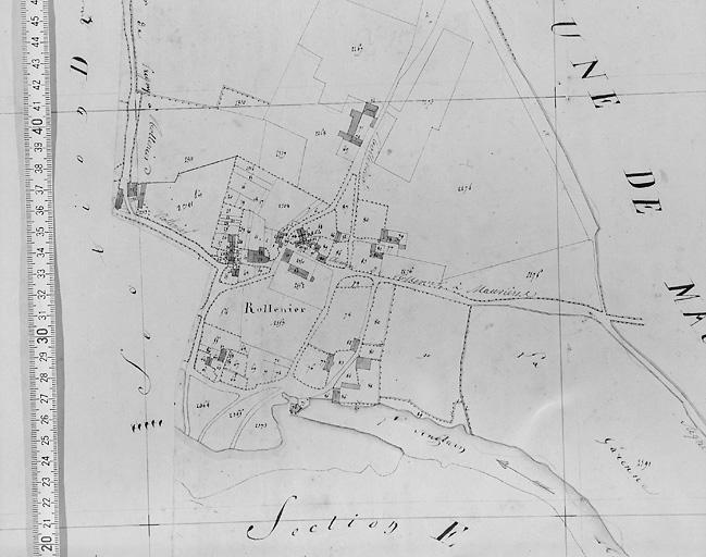 Plan en 1813 d'après le premier cadastre au 1/2500e, section C5.