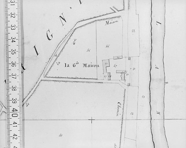 Plan avant 1820 d'après le premier cadastre au 1/2500e, section B2.