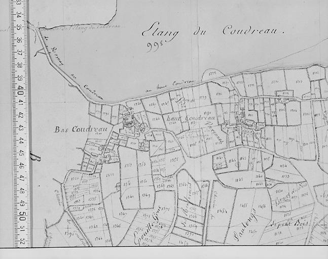 Plan de situation d'après cadastre de 1819 au 1/5000e, section B2.