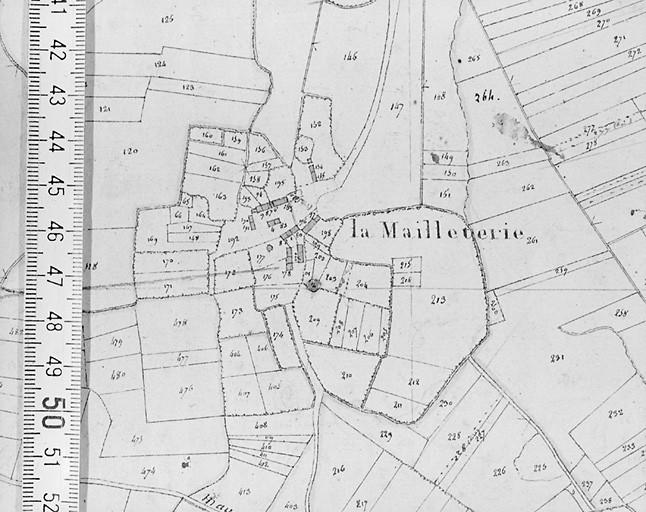 Plan de situation d'après cadastre de 1819 au 1/5000e, section D1.