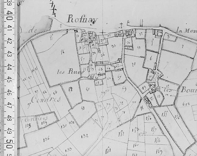 Plan vers 1820 d'après le premier cadastre au 1/5000e, section B1.