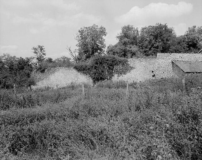 Vestiges du mur d'enceinte côté ouest. Vue prise de l'extérieur (ouest).