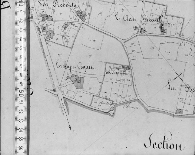 Extrait du plan cadastral ancien, section A1, 1831. Trompe Coquin