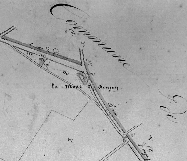 Extrait du plan cadastral ancien, section A3, 1831. La Motte du Donjon.