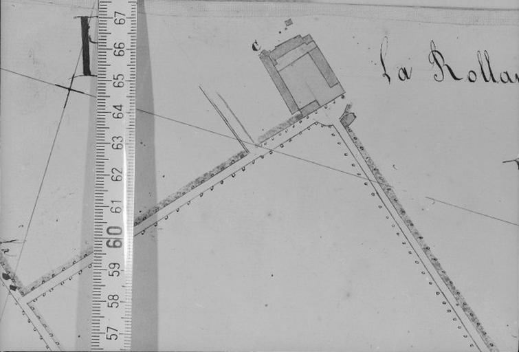 Extrait du plan cadastral ancien, section B1, 1831. Echelle 1/2500.