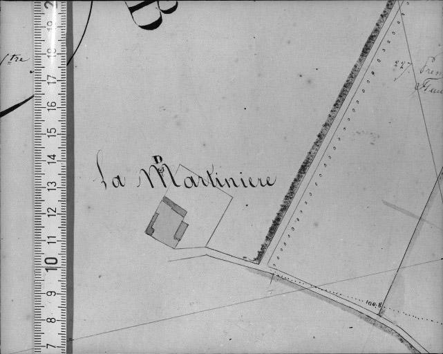 Extrait du plan cadastral ancien, section B1, 1831. Echelle : 1/2500.