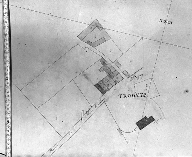 Plan d'alignement du bourg, 1831. Echelle : 1/625.