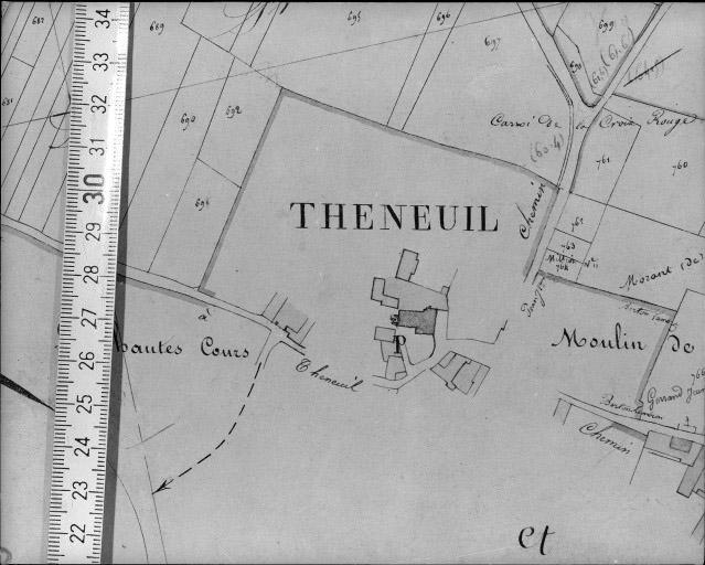 Extrait du plan cadastral napoléonien,section A2, dressé par Brutinel géomètre, en 1832.