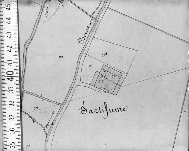 Extrait du cadastre napoléonien, section A2, 1832. Echelle : 1/2500