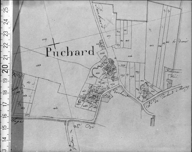 Extrait du plan cadastral napoléonien, section A2, dressé par Brutinel géomètre, en 1832.