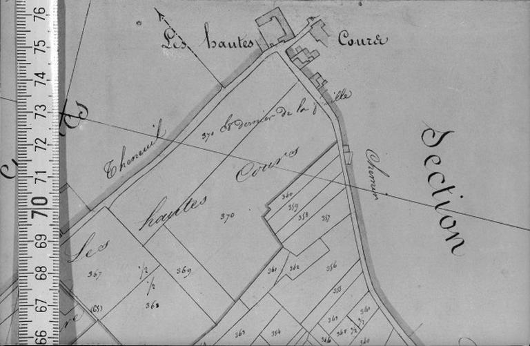 Extrait du plan cadastral napoléonien, section B1, dressé par Morin géomètre, en 1832.