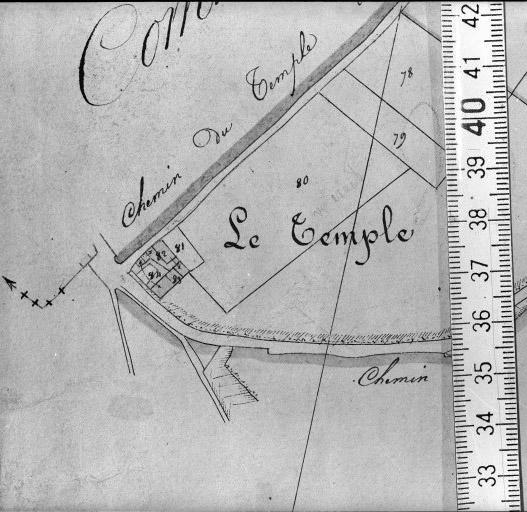 Extrait du plan cadastral napoléonien, section B1, dressé par Morin géomètre, en 1832.