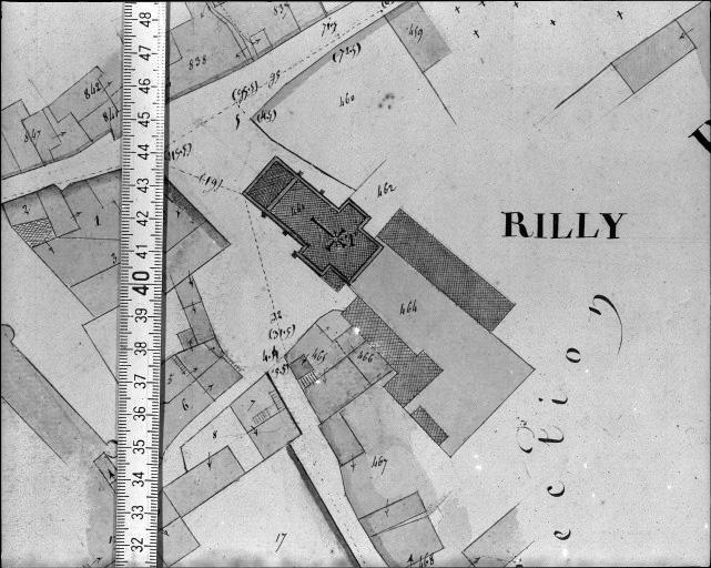 Extrait du plan cadastral ancien, plan d'alignement du bourg, section B2, 1832.