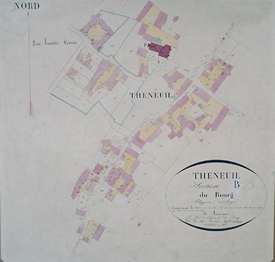Extrait du plan cadastral napoléonien, section B du bourg (polygone développé), dressé par Morin géomètre.