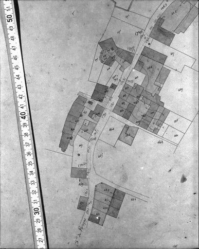 Extrait du plan cadastral napoléonien, section B du bourg, 1832.