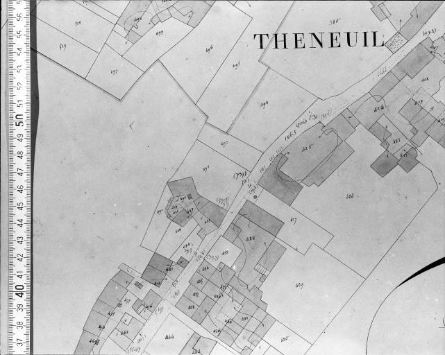 Extrait du plan cadastral napoléonien, section B du bourg (polygone développé), dressé par Morin géomètre.