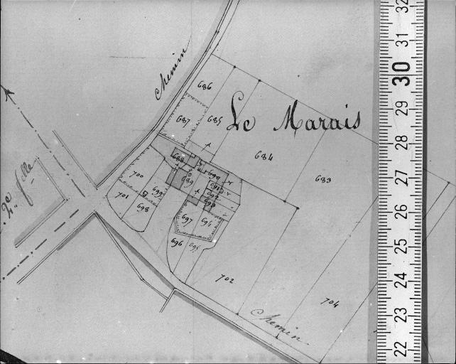 Extrait du plan cadastral napoléonien, section E2, 1831.