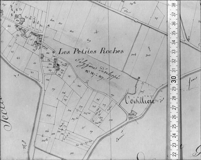 Extrait du plan cadastral napoléonien, section E1(?), 1831.