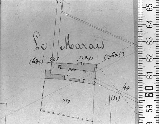 Extrait du plan cadastral napoléonien, section F2, 1831.