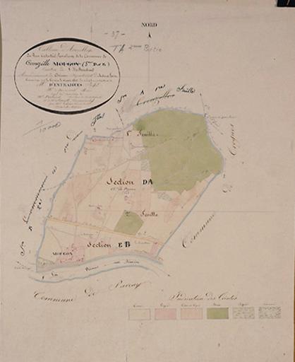 Tableau d'assemblage des sections A et B du plan cadastral de la commune de Mougon, devenues sections D et E de Crouzilles en 1833.