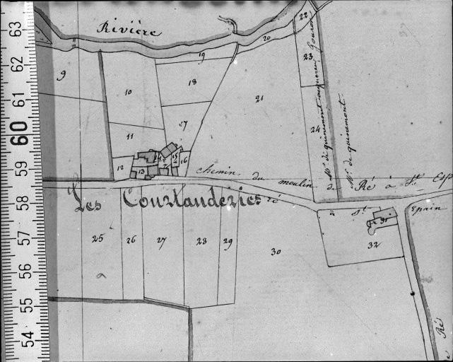 Extrait du plan cadastral napoléonien, section A1, 1832.