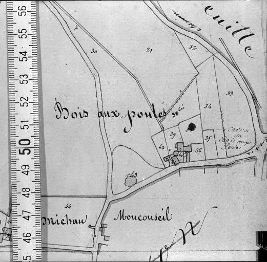 Extrait du plan cadastral napoléonien, section B1, 1832.