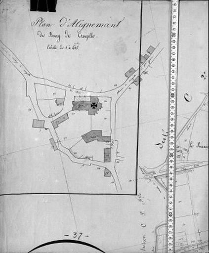 Plan d'alignement du bourg de Crouzilles.